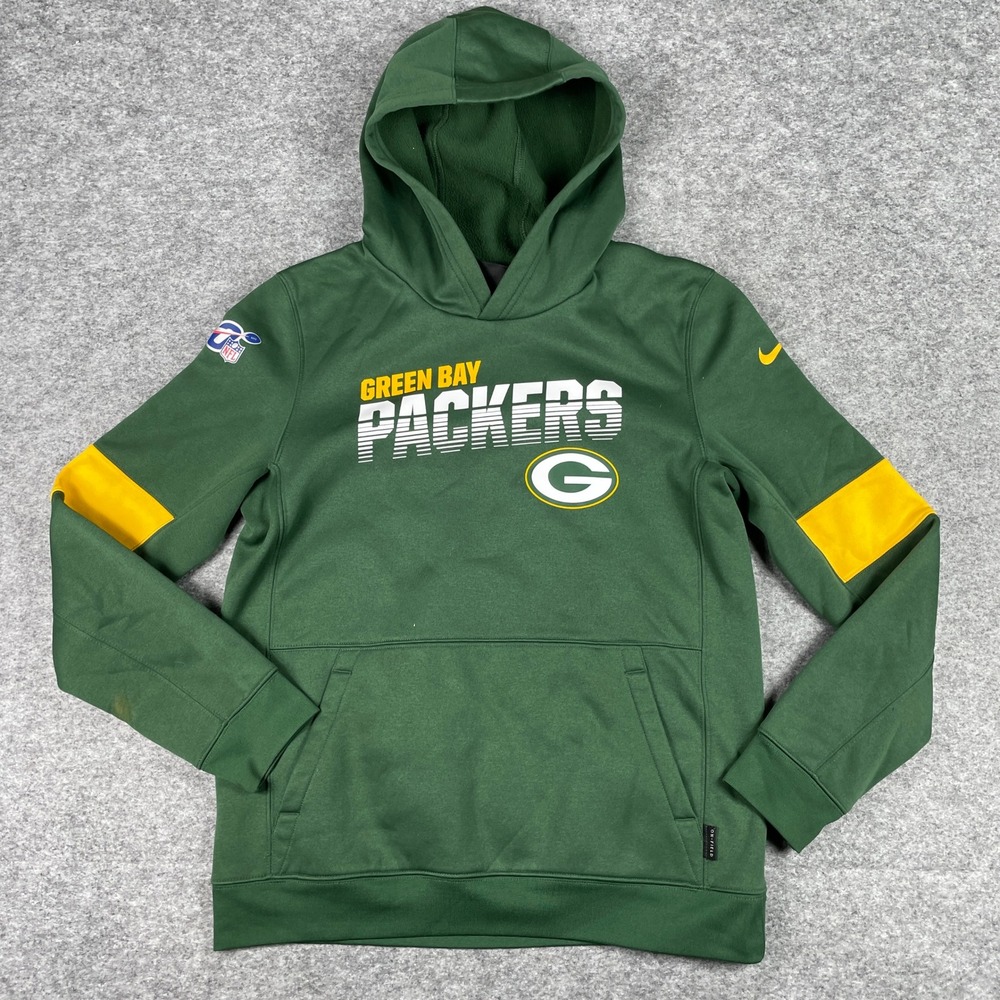 Green Bay Packers Hoodie Youth XL 18/20 Green Nike On-Field Therma-FIT NFL